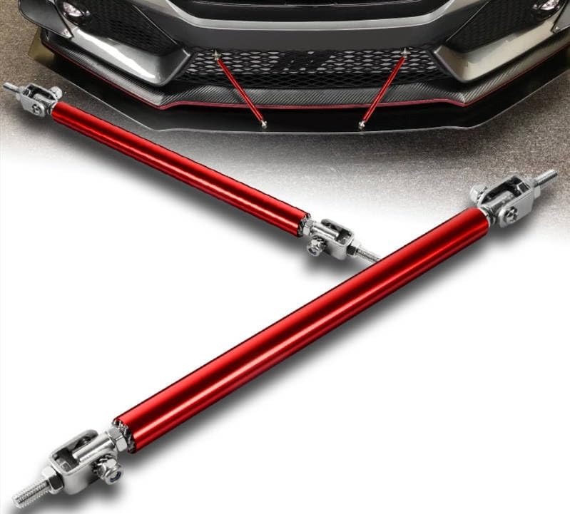 HK5 EPARTS 2PC Universal Adjustable 7"-9" (100MM) / 8"-11" (150MM) / 10"-13" (200MM) Bumper Support Splitter Spoiler Lip Strut Rod Tie Bar (150mm/Red) - Image 2